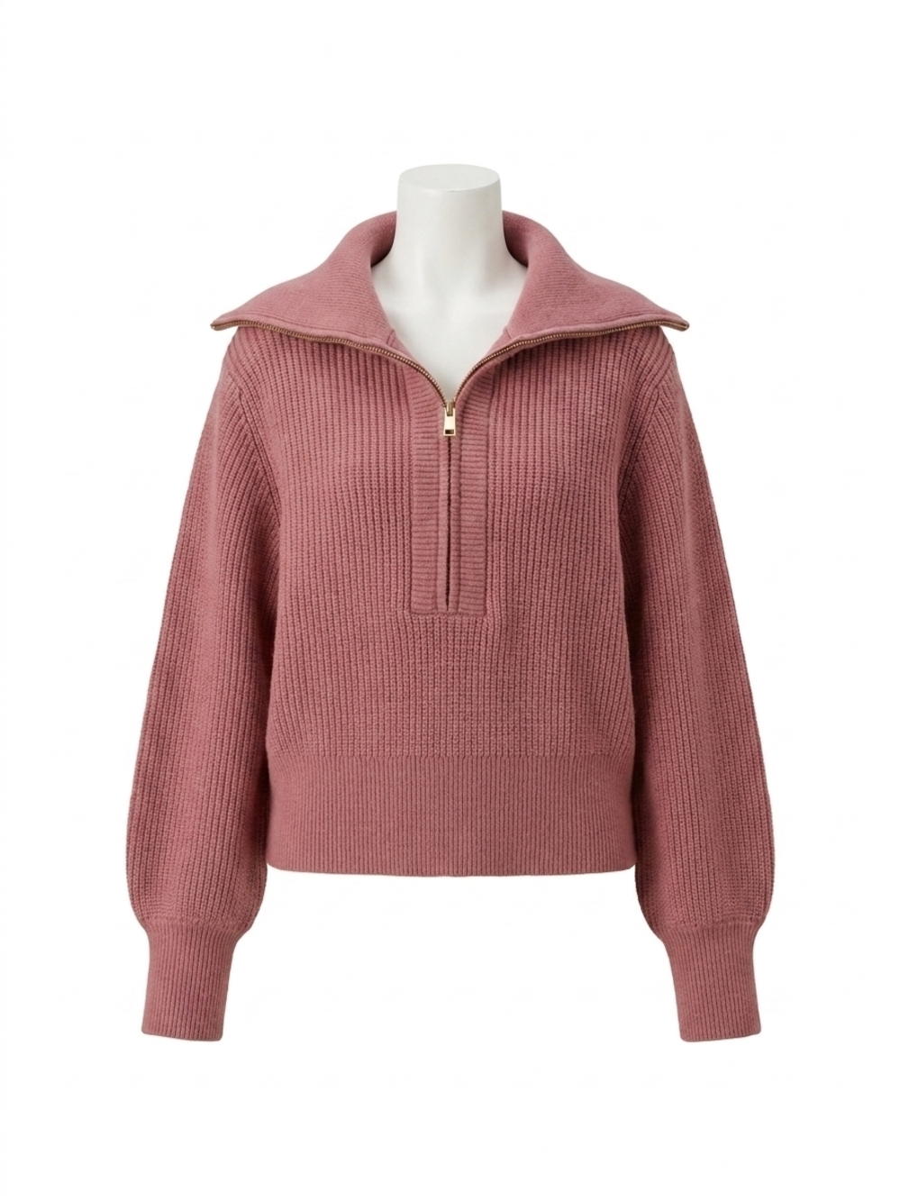 NEW VARLEY maura half zip knit sweater in wistful mauve